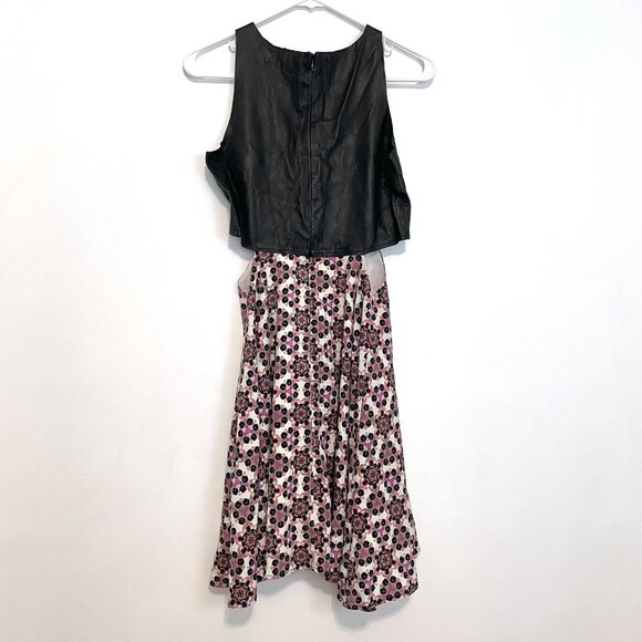 PJK PATTERSON J. KINCAID ANTHROPOLOGIE Black Leather Cutout Mini Fit Flare Dress - Picture 9 of 16